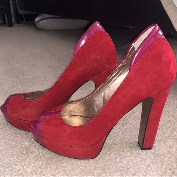 BCBGeneration Colorblock Peep Toe Platform Heels - Picture 5 of 6